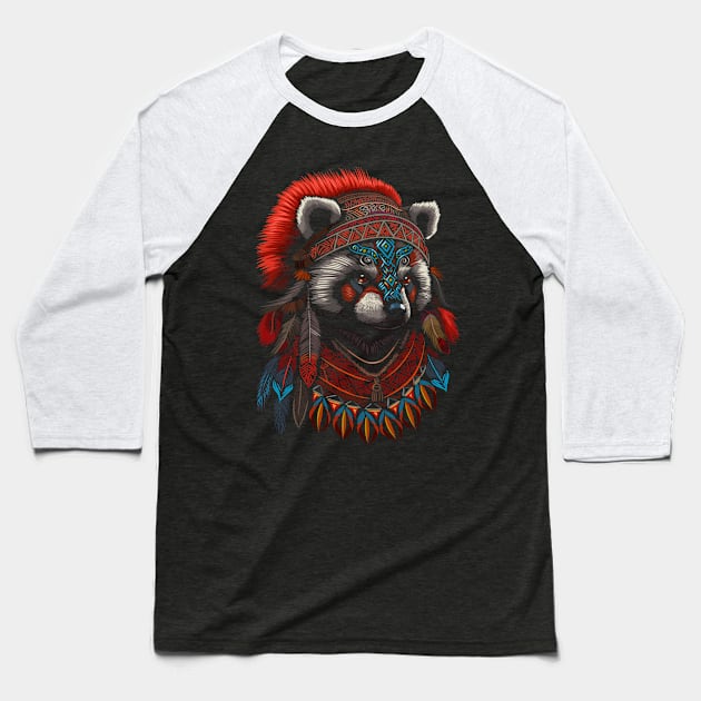 Red panda Indian Chief Baseball T-Shirt by albertocubatas